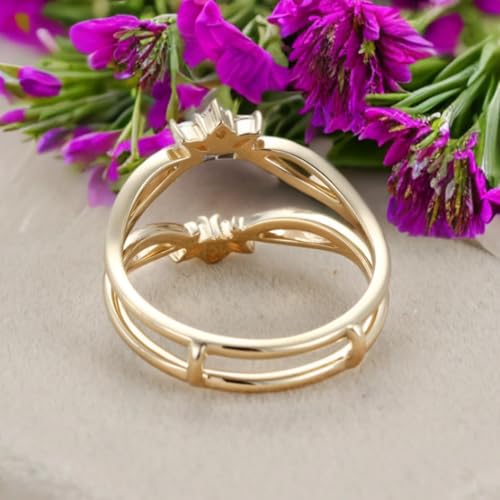 Moissanite Wedding Double Band for Women, Classic Eternity Ring Engagemnt Ring Enhancer Unique Bridal Proposal Ring4