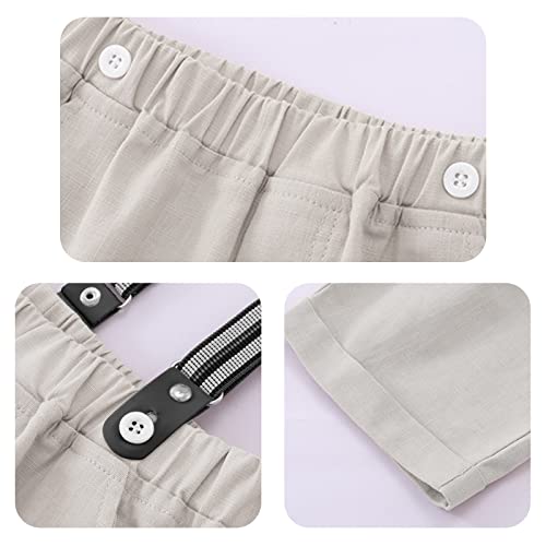 Image of Volunboy Baby Boy Formal Short Set Toddler Summer Gentleman Outfit Kid Short Sleeve Bowtie Shirt Suspender Shorts Suit