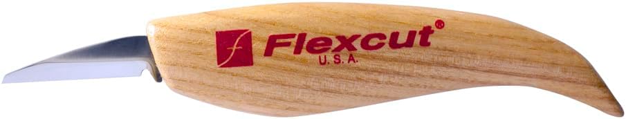 FLEXCUT Cuchillo de detalle KN13 – Hoja de acero de alto carbono de 1.50 pulgadas, punta muy fina, mango de madera de fresno, 0.15 libras, fabricado