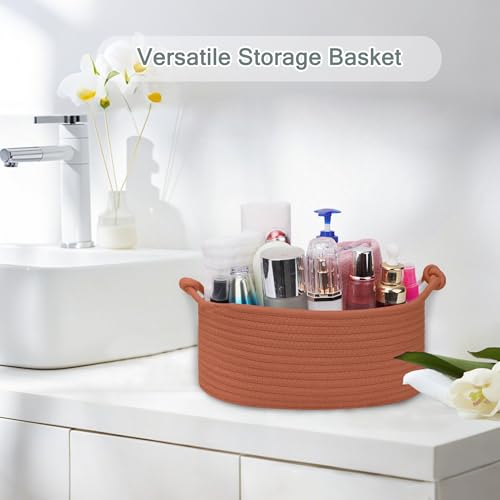 Image of COMSE Small Gift Basket Empty with Bag & Ribbons, Solid Autumn Glaze
