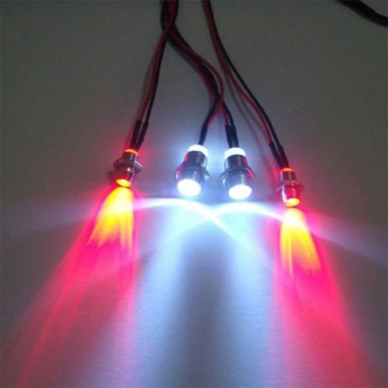 Upgrade LED Lights Fits RC Model Car White Headlamps Headlights & Rear Red Light, White and Red - Image 4