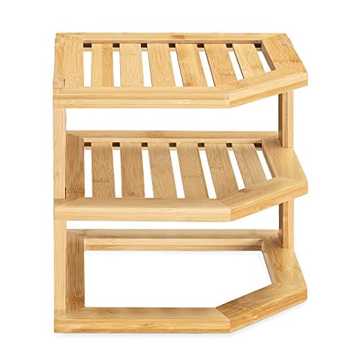 Navaris Estante esquinero de bambú - Estantería para Esquina de 25.5 x 25.5 x 24 CM - Mueble rinconero con 3 Niveles para baño Cocina Dormitorio