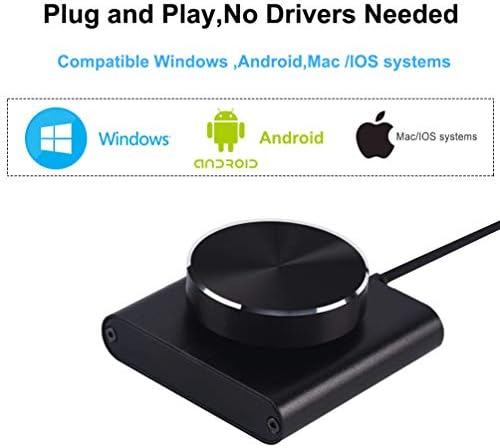 cooidea USB Volume Control Knob, Volume Controller, Multimedia Controll Knob with one Key Mute/Pause Function for PC, Support Windows/Mac/IOS/Android/Linux (Black)