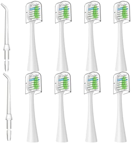 MERUYOO Replacement Heads Compatible with Waterpik Complete Care 5.0/9.0 (CC-01/WP-861),8toothbrush Heads+2replacement Tips