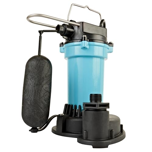 Little Giant 5.5-ASPA 115-Volt, 2100 GPH, 1/4 HP Automatic Aluminum Sump Pump with Snap-Action Float Switch and 10-Ft. Cord, Blue or Black, 505702
