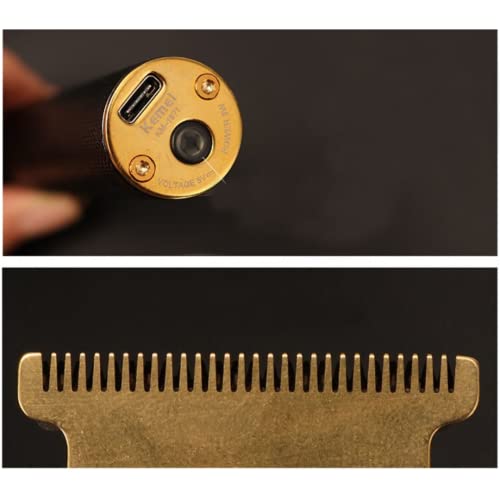 Kemei Professional Cordless Clipper Zero Gapped Rechargeable T Shape Stainless Steel Electric Shaver Hair Clipper (Color Black) #TOP3