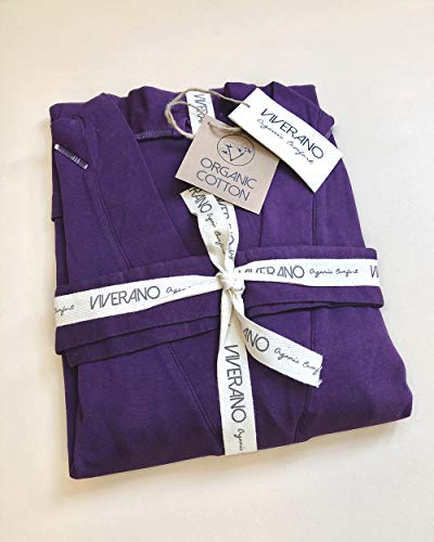 Viverano 100% Organic Cotton Spa Bath Robe Kimono, Super Soft Luxurious Lightweight Non-Toxic Eco-Friendly (L/Xl, Purple) #TOP5