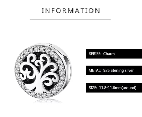 Charm de clip árbol de la vida plata de ley joya diaria para pulsera Reflections 2