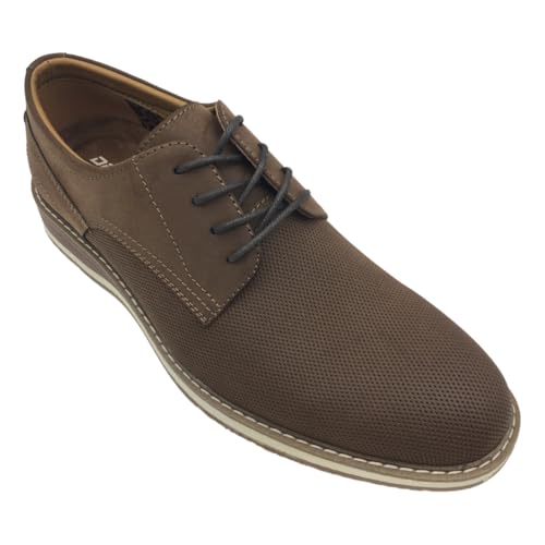 Men's Classic Oxford Dress Shoes, Brown Leather, Mesh Textured, Casual Business, Lace-up, Comfort Sole3