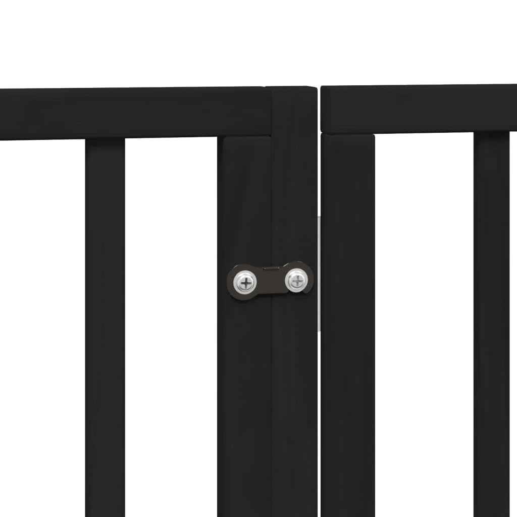 Homgoday Puerta para Perros Plegable 6 Paneles Madera álamo Negra 300 cm Barrera para Perros Plegable Valla para Mascotas Pequeña Barrera de Seguridad para Escalera Pasillo