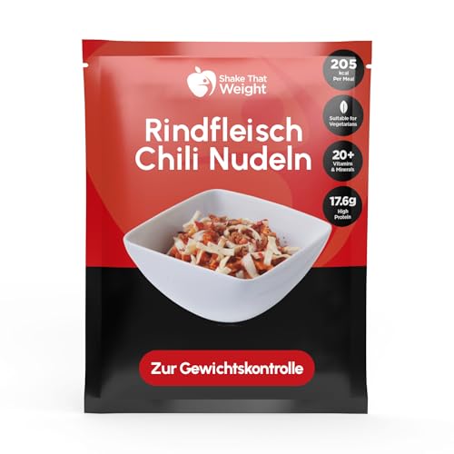 Shake That Weight - 10 Mahlzeiten, Eiweißreich, Kalorienarm, Mahlzeitenersatz zum Abnehmen, Herzhaft & Sättigend (Rindfleisch-Chili-Nudeln)