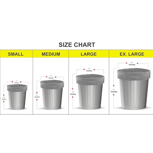 Image of ELLA Grey Garbage Bags 30 x 37 Inches 6 Rolls 60 Bags Extra Large Strong Trash Bags for Waste Disposal in Home Restaurant Office Outdoor Cleaning Bins With Check Duster Cloth Free