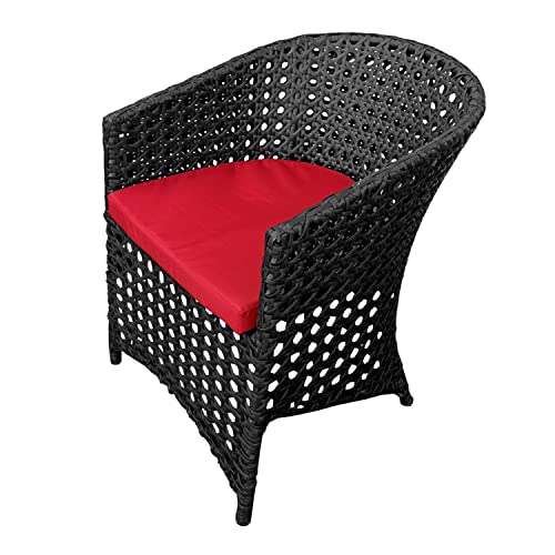 Image of Artic Fashion D-43 Chairs Table Set 4+1 Wicker Patio Furniture Sets 4 Chair and 1 Table for Garden Balcony Bedroom Powder Coated Frame Uv Protected Wicker (Black+Red)