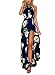 FFLMYUHULIU Women's Halter Floral Sleeveless Long Maxi Dress, C2602-Navy, Large