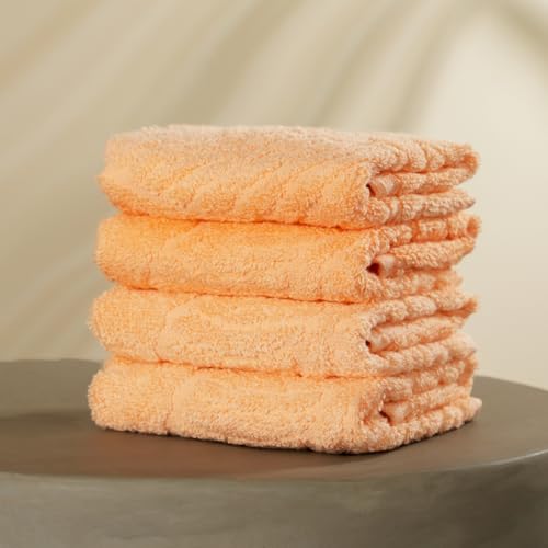 Image of Musa Banana Face Towels | 400 GSM | Terry Face Towel Set of 4 with Free Bag | Super Soft & Ultra Absorbent Towels for Facewash | Face Towel for Women, Men (Peach Fuzz)