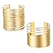 ADRAMATA Set di Braccialetti da Polso per Donna 2 Pezzi Bracciali a Filo Largo Aperti Regolabili Tono Argento Dorato