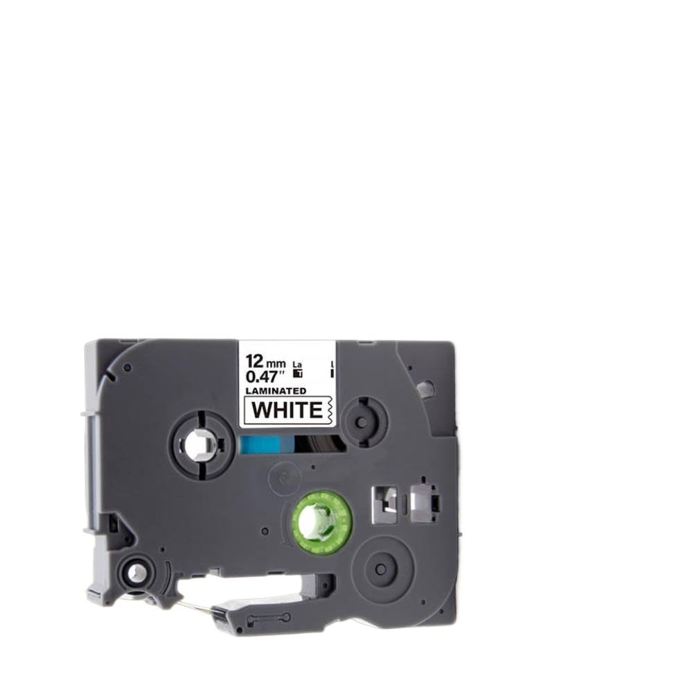 Confezione da 10 nastri per etichette laminati da 24 mm nero su bianco per stampante per etichette PT-251