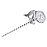Milk Thermometer, Instant Read Dial Thermometer with Clip and 165mm Probe Length Stainless Steel Can