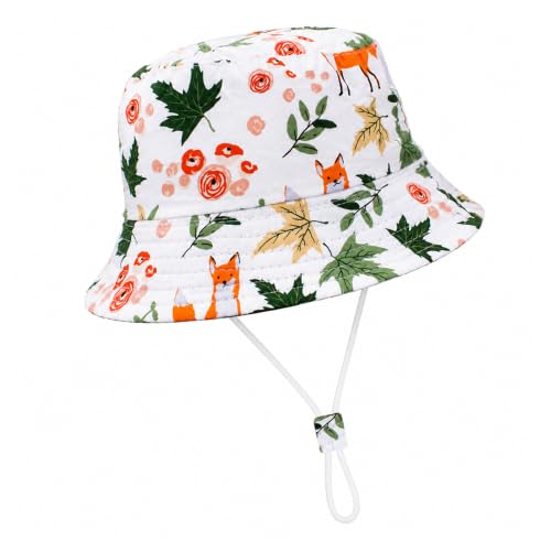 Image of VRITRAZ Unisex Kids Printed Bucket Hat | UV Protection Sun Hat with Adjustable Chin Strap & Summer Beach Travel Outdoor Cap for Toddlers & Children (4-12 Years)