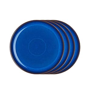 Denby Imperial Set of 4 Coupe Salad Plate Set, One size, cobalt blue