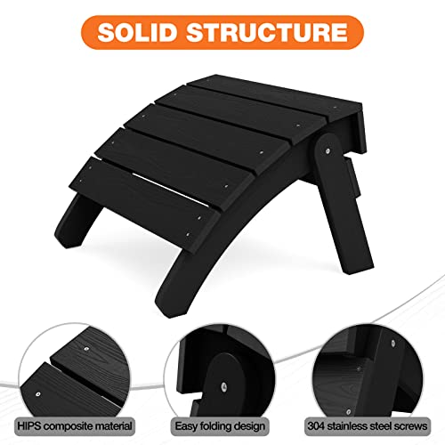 Yefu Adirondack Ottoman, Patio Foot Rest, Adirondack Foot Rest, Folding Adirondack Footstool, Weather Resistant For Adirondack Chair, Widely Used For Outdoor, Porch, Backyard, Garden, Fire Pits-Black #TOP4