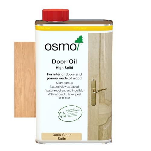 Osmo Door Wood Wax Oil 3060 Clear Satin Finish 1L - Durable Oil for Doors Frames and Joinery Water-Resistant Wood Treatments - Ideal for Oak Pine Spruce Beech & More