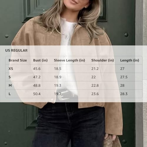 Oversized Leather Jacket Women, Motorcycle Jacket Women Casual Outerwear Women's Faux Suede Bomber Y2K2