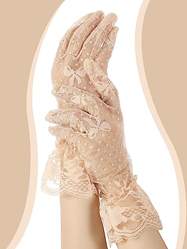 Satinior Women'S Lace Gloves Bow Floral Gloves Bridal Wedding Gloves For Tea Party Summer Prom Costume Accessories thumb #4