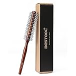 BESTOOL Small Round Brush for Short Hair, Round Hair Brushes for Blow Drying, Men Beard Brush, Professional Styling Brush for Smoothing, Curls, Bangs (Reddish brown)