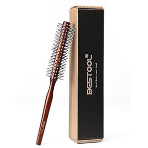 BESTOOL Small Brush for Short and Medium Hair, Blow Drying, Men’s Beard Styling, Professional Smoothing and Curling Brush (Reddish brown)