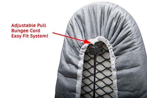 Tivit Ironing Board Cover 18 X 50, Made In Italy. Pro Grip Pad Covers W/3 Fastener Straps & Pull Bungee Cord - Durable Scorch & Stain Resistant Padded Layers, Heat Reflective Alumitek Pro Top Coat #TOP4