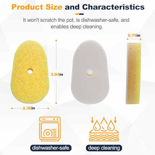 Packs Refill Heads Compatible with Dish Daddy, Non-Scratch Wand Refill Sponge Heads Compatible with Scrub Daddy, Upgrade Much Thicker and Durable (6) - Thumbnail 6