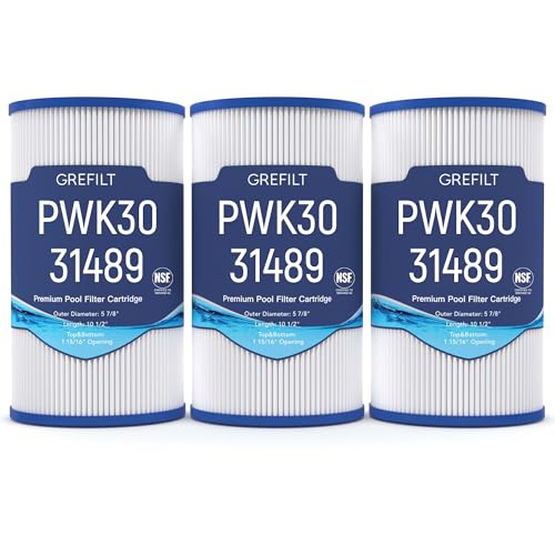 Grefilt 31489 Hot Tub Filter Compatible with Hot Springs Spa Filters PWK30 Unicel C-6430 Filbur FC-3915 71825 73178 73250 P/N0969601 30 sq.ft 3-Pack