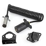 7 Wire to 6 Wire Trailer Plug Cord Adapter,7-Way Blade to 6-Way Pin Towing Wring (Tool trio), Coiled Cable...