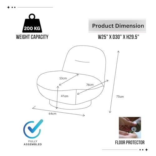 Image of Kingsman Furnitures Otis Swivel Accent Chair 360 Degree Rotating Luxury Lounge Chair for Living Room Bedroom | Premium Upholstery, Modern Design, Comfortable Seating (Boucle Fabric Matte Gold Base)