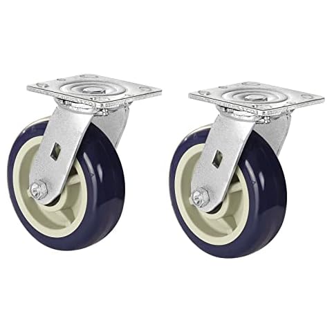 HANDSAMMU 5 inch Industrial Casters-Polyurethane on Polypropylene Swivel Casters, Set of 4 Heavy Duty Casters with 3200 lb Capacity, Caster Wheels for Cart Workbench Furniture (2Rigid&2Swivel) Cover