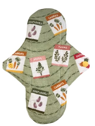 Wilde Maiden Co. 10in Handmade Reusable Pad, Reusable Sanitary Napkin, Seed Packs Print