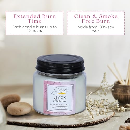 Image of D'Velas Scented Jar Candles Pack of 2 with Black Screw Lid I 2 Scented Candle for Gifting & Home Decor & Other OccasionsI Up to 15 Hours Burn Time