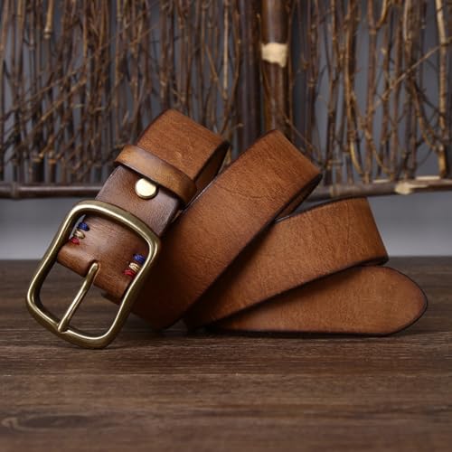 Western Belt for Men Women 5mm Thick Genuine Leather Waist Strap with Heavy Duty Solid Brass Buckle for Jeans Dresses4