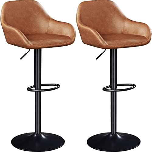 Wahson Set of 2 Bar Stools PU Leather Breakfast Counter Chairs with