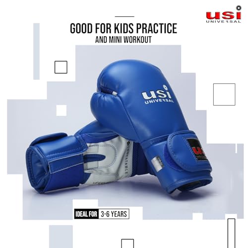 Gants de boxe enfants 3-6 ans en polyuréthane bleu avec Velcro USI - 2
