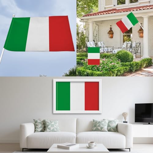 Drapeau Italie double face résistant aux intempéries en toile de jute
