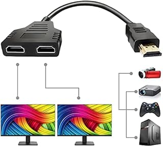 HDMI Splitter Cable Male 1080P to Dual HDMI Female 1 to 2 Way HDMI Splitter Adapter Cable for HDTV HD, LED, LCD, TV, Support Two TVs at The Same Time