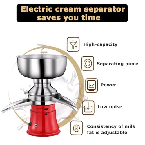 Separatore manuale per latte fresco, separatore efficiente per latte e burro da 50 l/h, con ciotola da 8 l, ideale per la lavorazione di prodotti lattiero-caseari domestici