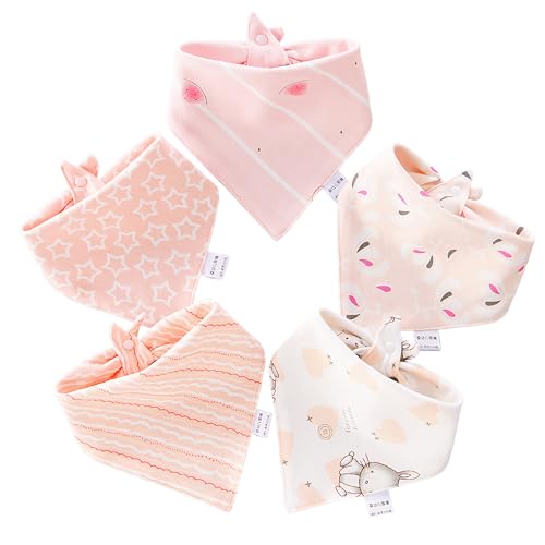 Reviews de Pañuelos para el cuello para Bebé , tabla con los diez mejores. 41 FZSECRIU Babero de muselina para bebé, pañuelo triangular, pañuelo para el cuello, muselina, paños para dentición y babeo, rosa y blanco, Einheitsgröße