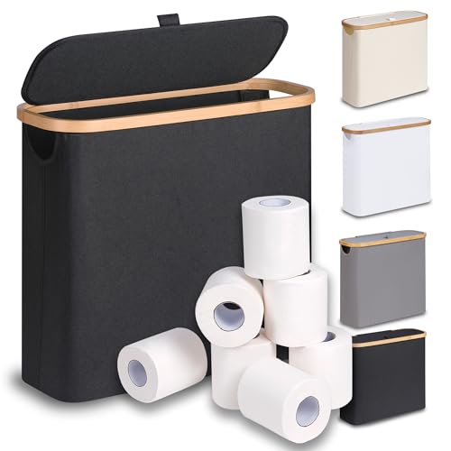 efluky 28L Toilettenpapier Aufbewahrung Korb mit Deckel, Bambus Toilet Paper Organizer Badezimmer...