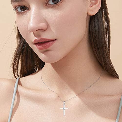 Starchenie Women Necklace 925 Sterling Silver Jesus Cross Necklace Pendant White Gold Necklace 3A Cubic Zirconia Neckalce