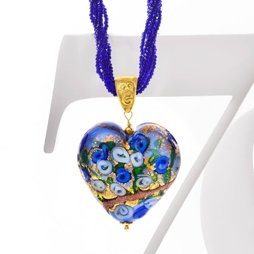 Ross-Simons Italian Multicolored Murano Heart Pendant Necklace in 18kt Gold Over Sterling4