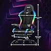 Avilia – Sedia Gaming Ergonomica, Capacità 150kg, con Poggiapiedi Estraibile, Doppio Cuscino e Luci LED RGB USB per Comfort Totale e Design Futuristico Ideale per Gioco, Studio e Ufficio