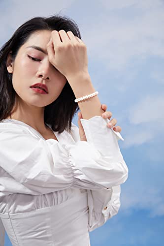 Freshwater Pearls Bracelets - AAA+ Oval White Pearl Stretch Bracelet for Women 6.7 Inches/17cm X19102483